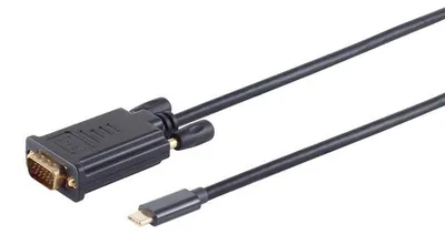Produktbild von S/CONN 10-59045, 3 m, USB Typ-C, VGA (D-Sub), Männlich, Männlich, Gerade