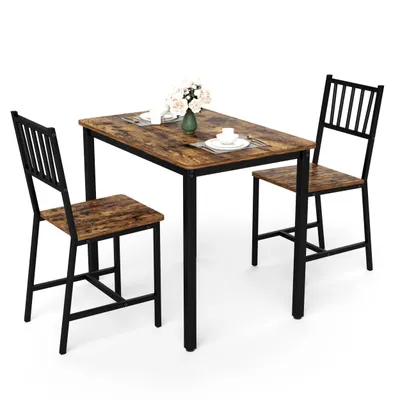 Produktbild von Esstisch-Set Bartisch 2 Essbänke Industriell 90x60x75.5 cm braun schwarz