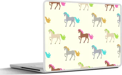 Produktbild von MuchoWow® Laptop Aufkleber Sticker Cover Mädchen - Pferde - Muster - Mädchen - Kinder - Kinder 40x30 cm - Laptop Dekoration - Selbstklebend