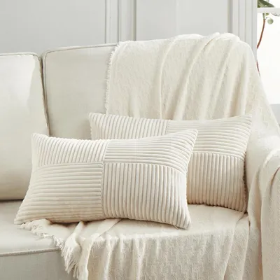 Productafbeelding van Kussenslopen, corduroy, crèmebeige, 50x60 cm, set van 2