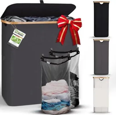 Produktbild von Famanu Wäschekorb 2 Fächer - 140L - Grau