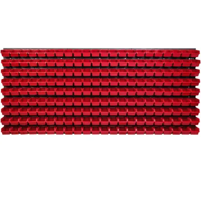 Produktbild von Lagersystem Wandregal 1734 x 780 mm | 198 stck. Box | Stapelboxen Schüttenregal Sichtlagerkästen | Extra Starke Wandplatten | Regal Erweiterbar | Werkstattregal Lagerregal Werkstattwandregal Steckregal