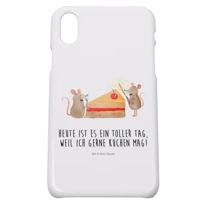 Produktbild von Mr. & Mrs. Panda Iphone 10 Handyhülle Mäuse Kuchen - Weiß - Geschenk, Cover, Party, Kuchenliebe, Geburtstag, X, Handy, Hülle