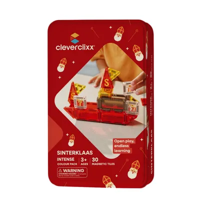 Productafbeelding van Cleverclixx - mini Tiles - Sinterklaas - 30 stuks - STEM - Magnetisch speelgoed - Travelset