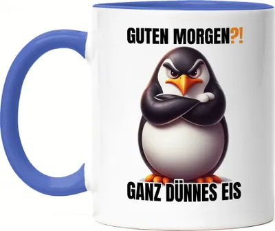 Produktbild von Guten Morgen Ganz dünnes Eis Tasse Blau Kollege Humor Ironie Morgenmuffel
