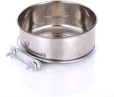Image de Gamelle suspendue en acier inoxydable pour nourriture humide et eau, 16 x 6 cm, pour oiseaux et lapins