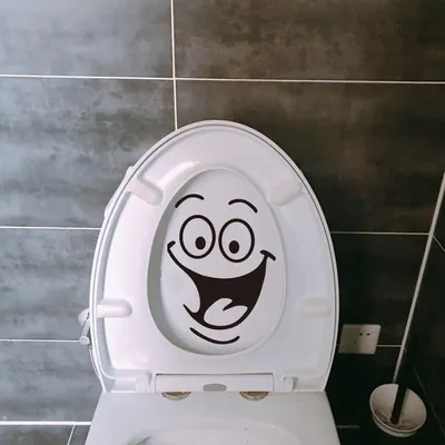Produktbild von Lustiger Aufkleber mit lächelndem Gesicht – aus wasserfestem PVC – für Badezimmer, Küche, Wand