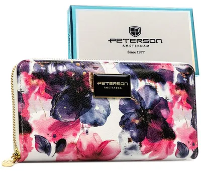 Obrázek produktu pro Peterson dámská peněženka s květy kožená RFID béžová 19,5x10 cm
