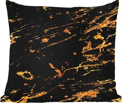 Obrázek produktu pro MuchoWow® Vnější polštář - Mramor - černá - zlatá -60x60 cm- Odolnost proti povětrnostním vlivům - polštář do obývacího pokoje