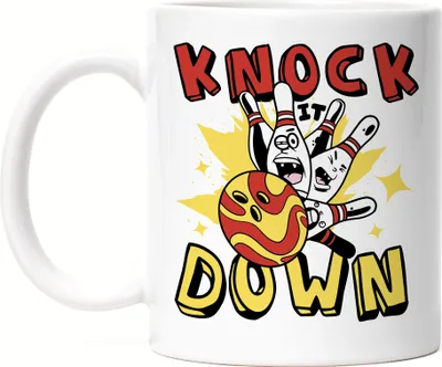 Produktbild von Knock Down Tasse Weiß Bowlingbahn Kegelbahn Kegeln Bowling Spiel Sport Pins Freizeit Hobbie Freizeit Bahn