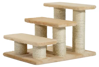 Productafbeelding van Pawhut, trap voor huisdieren, katten- en honden trap, 3 treden, crème kleur, model D33-003