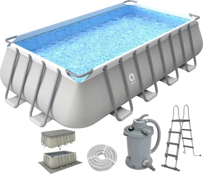 Produktbild von Avenli Frame Plus Rectangular Pool Komplettset 549 x 305 x 122 cm, Aufstellpool, rechteckig, mit Sandfilter, grau