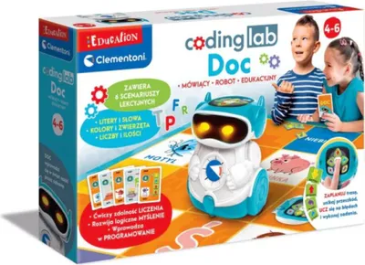 Zdjęcie produktu dla Clementoni - Edukacyjny Robot Doc 50730: Inteligentny przyjaciel dla Twojego dziecka, który rozwija zdolności logicznego myślenia i kreatywności przez zabawę!