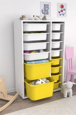 Image de Skye Decor, Rine 2D4K8U - Blanc, Jaune, Armoire multifonctionnelle, Blanc, PANNEAUX DE PARTICULES 100 % REVÊTUS DE MÉLAMINE, 69,5 x 30 x 109 cm