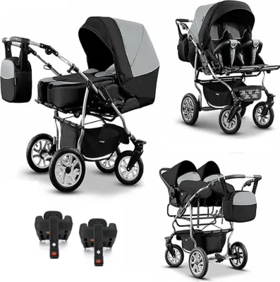Produktbild von Zwillingskinderwagen 5 in 1 City Twin inkl. Autositze - 16 Teile -  in 19 Farben
