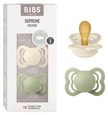 Immagine prodotto di BIBS Supreme succhiotti in gomma naturale 2 pezzi taglia 1 Avorio / Salvia