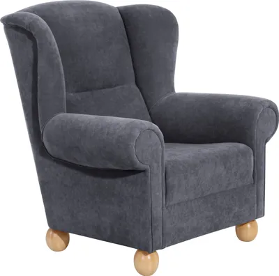 Produktbild von Max Winzer Ohrenbackensessel Monarch - Velourstoff anthrazit - Maße: 93 x 87 x 100 cm