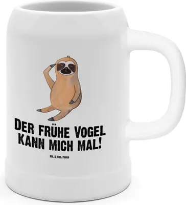 Produktbild von Mr. & Mrs. Panda Tonkrug Faultier Vogel - Weiß - Geschenk, Morgenmuffel, Seidel, Humpen, Bierbecher, faul, Deko, Krug, Steinkrug