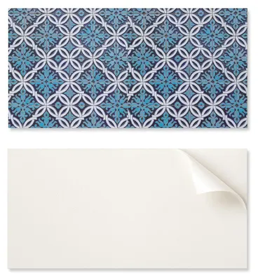 Productafbeelding van Zelfklevende, bedrukte vinylplaat, 100x50 cm, met een geometrisch patroon en een bloemmotief