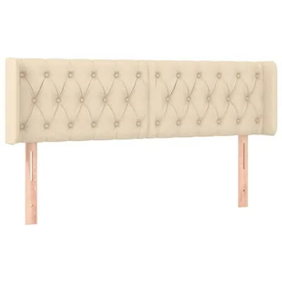 Image de vidaXL Tête de lit avec oreilles Crème 163x16x78/88 cm Tissu