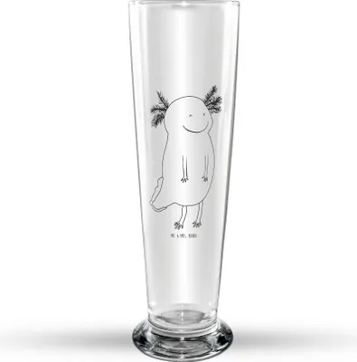 Produktbild von Mr. & Mrs. Panda Bierglas Axolotl Glücklich - Transparent - Geschenk, Trinkglas, Glasbecher, Glasbierglas, Bierbecher, Lurch, gut Gelaunt, Schwanzlurch, Lebensfroh