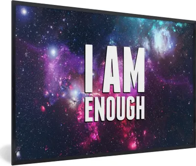 Produktbild von MuchoWow® Gerahmtes Poster Zitate - 'Ich bin genug' - Sprichwörter - Sterne - Jungen - Mädchen - Kinder 90x60 cm - Poster mit Schwarzem Bilderrahmen Wandposter Rahmen Foto Bilder - Fotorahmen - Foto-Plakat