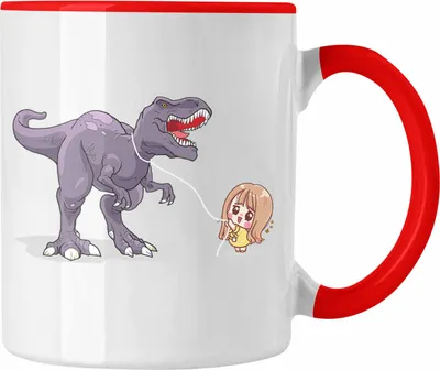 Produktbild von Trendation - Coole Tasse für Dinofans Dinosaurier Geschenkidee Mädchen Geschenke Lustig (Rot)