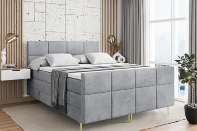 Produktbild von ALTDECOR Boxspringbett mit Gold Füßen, Matratze und Lattenrost, Topper, Fußteil, Polsterbett mit Bettkasten, Bett mit Stauraum H3- und H4- Matratze -ARDENI-FZ-Z KING-120x200 - Grau Monolith