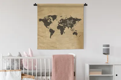 Produktbild von MuchoWow® Wandteppich Wandbehang Weltkarte - Reisen - Vintage 90x90 cm Tapisserie Dekoration Wandtuch - Wandaufhänger