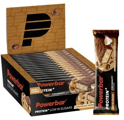 Produktbild von PowerBar Protein Plus Low Sugar (16 Riegel à 35g Box) - Chocolate Espresso