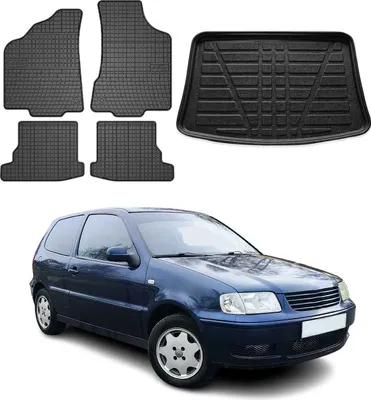 Image de Tapis & bac de coffre Set pour VW Polo 1999-2002 Caoutchouc TPE Noir 5x