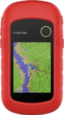 Image de subtel - Coque de protection Silicone rouge pour GPS de vélo Garmin eTrex 10 20 20x 22x 30 30x 32x - Cover Bumper pour système de navigation qui fonctionne avec support vélo, moto et auto