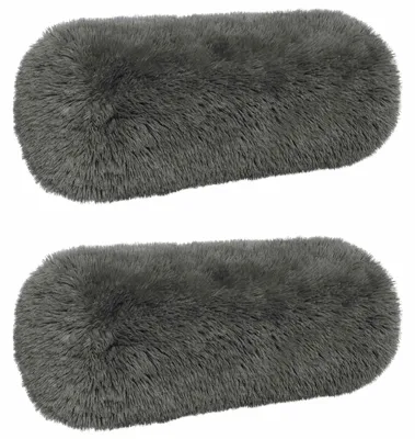 Image de vidaXL, housses de coussin, 2 pièces, modèle HEERLEN, gris clair, diamètre 15 x 40 cm, en polaire