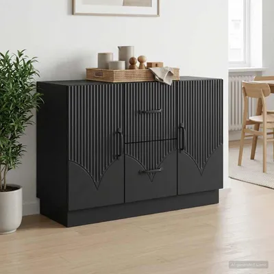 Immagine prodotto di Credenza vidaXL nera 89 x 34,5 x 57 cm in materiale derivato dal legno