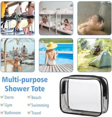 Immagine prodotto di Set di 3 sacchetti da toilette trasparenti Ibenzoa® in PVC, impermeabili e con cerniera in metallo – dimensioni: 25×18×6 / 18×12×6 / 15×10×7 cm, organizer da viaggio