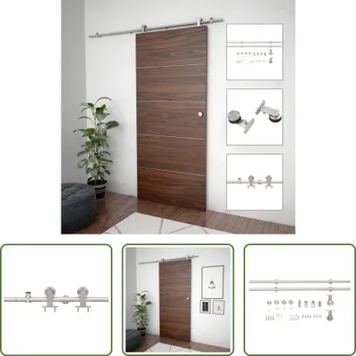 Produktbild von The Living Store Schiebetür-Beschlagsatz 183 cm Edelstahl Silbern