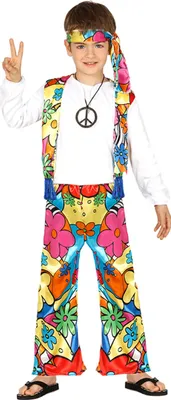 Imagen del producto de Traje hippie colorido para niños, con chaleco, tallas 98-146, talla: 140/146