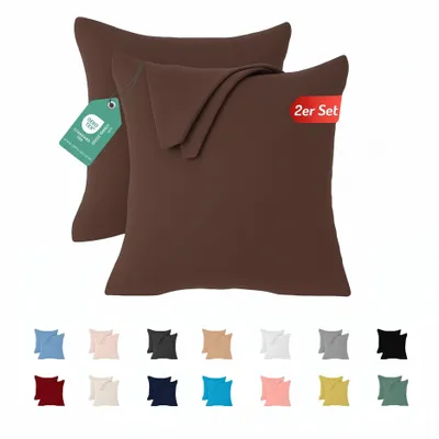 Produktbild von Jersey Kissenbezug 2er Set 40x40 cm 100% Baumwolle Braun