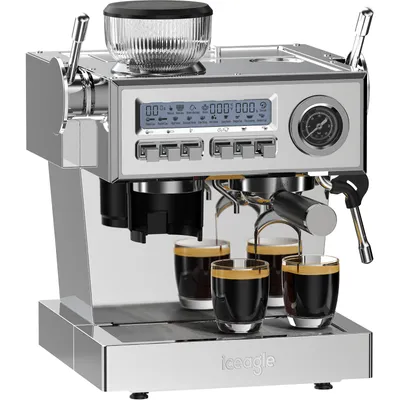 Produktbild von iceagle Espressomaschine mit Mahlwerk, Siebträgermaschine mit 20-Bar italienischer Pumpe, Kaffeemaschine mit Milchschäumer Barista Kit, 3 Temperatur