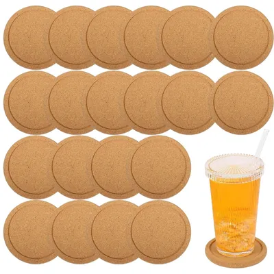 Zdjęcie produktu dla Zestaw 20 okrągłych podstawek korkowych, średnica 10 cm
