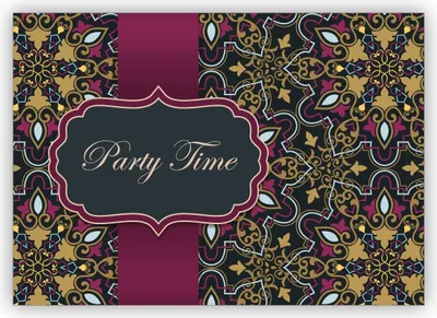 Produktbild von 4x Elegante Einladungskarte für Geburtstags Fete, Abi Feier, Geburtstags Fest mit arabischem Muster im orientalischen Stil, rosa gold Optik: Party time