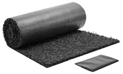Image de Tapis de paillage en caoutchouc SucceBuy 244 x 61 cm, épaisseur 1,3 cm, découpable, tapis anti-mauvaises herbes, toile de jardin, toile anti-mauvaises herbes, barrière anti-mauvaises herbes, tapis de bordure, tapis pour allées, destiné à l'aménagement de jardins et d'espaces verts
