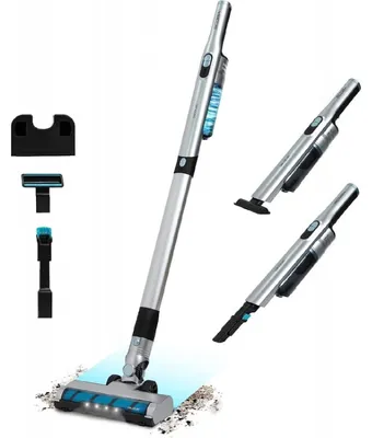 Produktbild von Cecotec 08403, 2-in-1-Stabstaubsauger, Beutellos, Schwarz, Blau, Edelstahl, Trocken, Zyklonal, Elektronisch