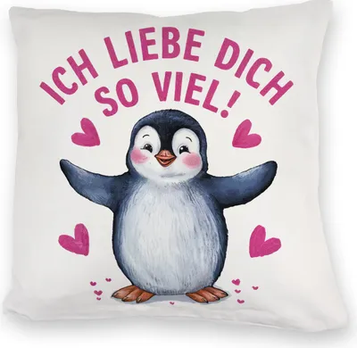Produktbild von Pinguin ICH LIEBE DICH Kuschelkissen für Tierfreunde