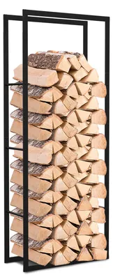Produktbild von Eikuavons Kaminholzregal 100 × 80 × 25, Metall Brennholzregal Schwarz, einteilig, belastbar bis 150 kg, stabil und platzsparend