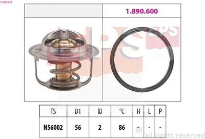 Obrázok produktu pre Termostat chladiacej kvapaliny EPS, 86°C, pre vozidlá SUBARU FORESTER (SH), FORESTER (SJ), Legacy IV Kombi (BP), XV (GP), IMPREZA hatchback (GR, GH, G3)