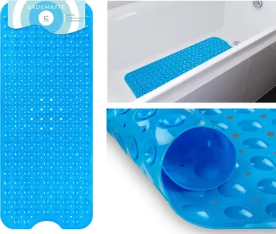 Produktbild von Circul Badewannenmatte 100 x 41 cm blau modern eckig mit Noppen und Abflussausparung