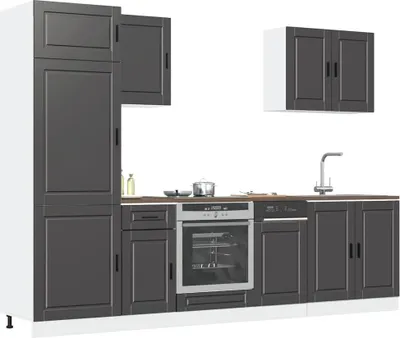 Produktbild von 2025 Moderne 7-tlg. Küchenschrank-Set Porto Schwarz Holzwerkstoff - Küchenschränke,Design 2645716 8parcel