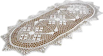 Imagen del producto de Mantel individual tejido a crochet, ovalado, blanco, 40 x 85 cm, hecho con hilo blanco, ideal para mesas auxiliares o cómodas