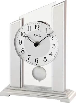 Produktbild von AMS 1169 Tischuhr Quarz mit Pendel silbern mit Glas